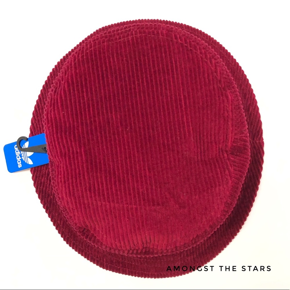 adidas Corduroy Maroon Wine Wide Wale Bucket Hat - Picture 3 of 4